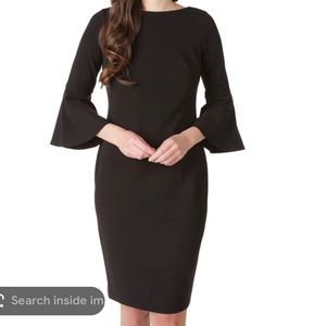 Calvin Klein Black Bell Sleeve Sheath Dress Size 6